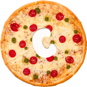 Pizza with letter C