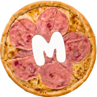 Pizza with letter M