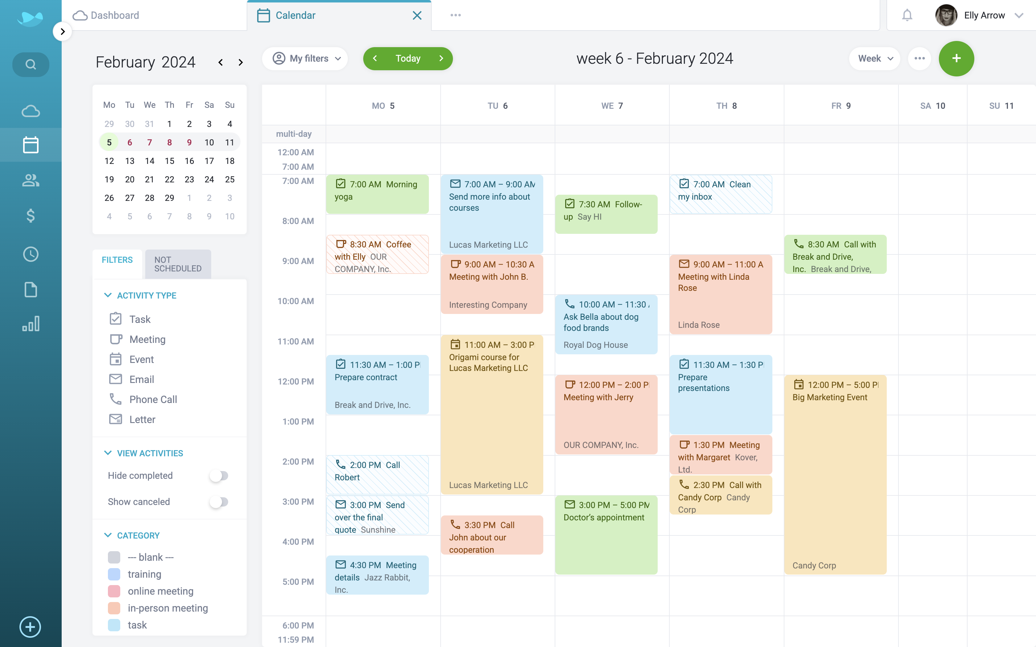 Calendar linked to your data